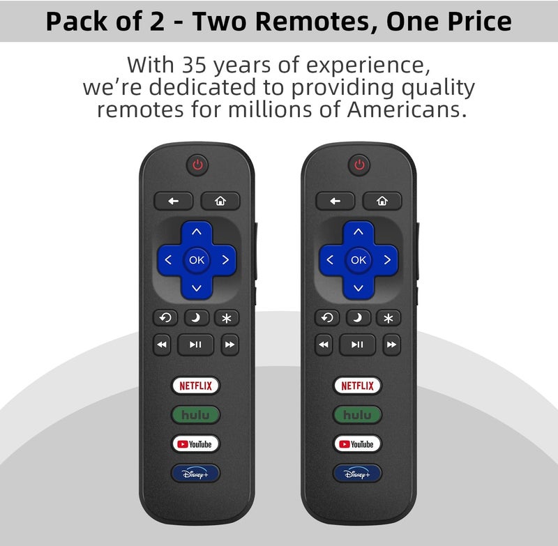 Nettech (Pack of 2) Replacement for Roku TV Remote Control, Compatible with TCL Roku/Hisense Roku/Onn Roku/Roku Built-in Smart TVs. (Not Compatible with Roku Sticks or Box). 1 Year Warranty. - Image 4